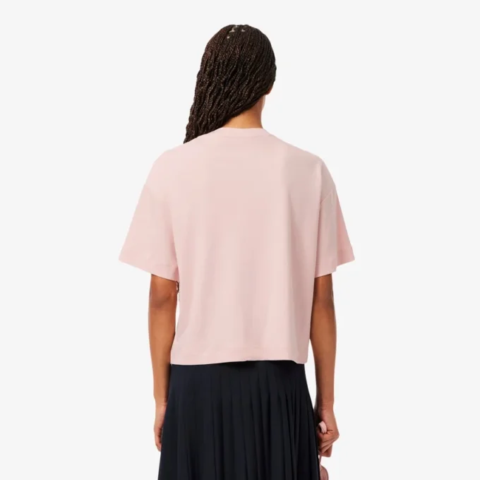 Damska koszulka z nadrukiem krokodyla w stylu relaxed fit Damska koszulka z nadrukiem krokodyla w stylu relaxed fit