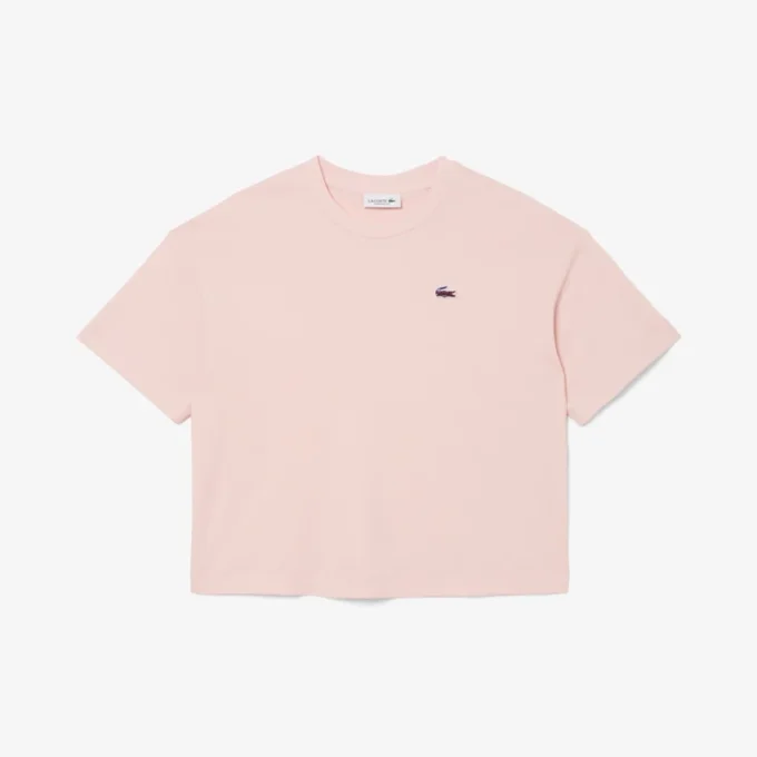 Damska koszulka z nadrukiem krokodyla w stylu relaxed fit Damska koszulka z nadrukiem krokodyla w stylu relaxed fit