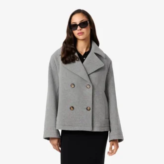 Damska krótka oversize’owa kurtka typu pea coat z mieszanki wełny The Blend