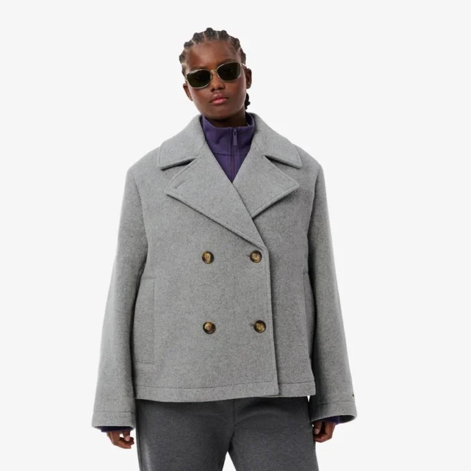 Damska krótka oversize’owa kurtka typu pea coat z mieszanki wełny The Blend Damska krótka oversize’owa kurtka typu pea coat z mieszanki wełny The Blend