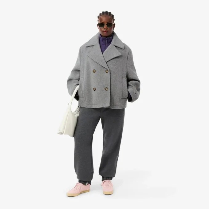 Damska krótka oversize’owa kurtka typu pea coat z mieszanki wełny The Blend Damska krótka oversize’owa kurtka typu pea coat z mieszanki wełny The Blend