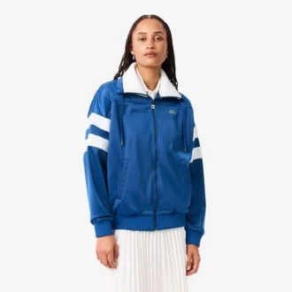 Damska oversizowa satynowa bluza w paski typu pointelle Damska oversizowa satynowa bluza w paski typu pointelle