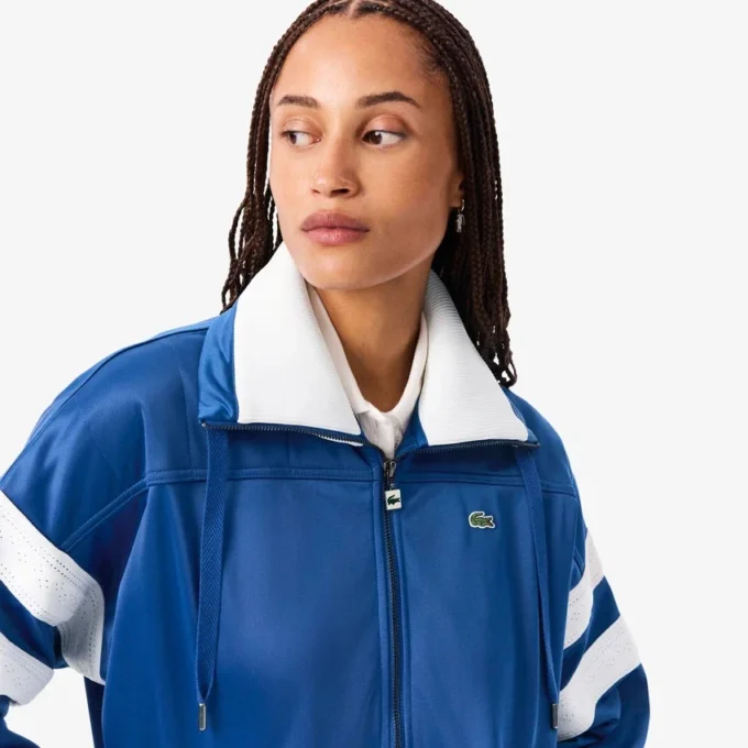 Damska oversizowa satynowa bluza w paski typu pointelle Damska oversizowa satynowa bluza w paski typu pointelle