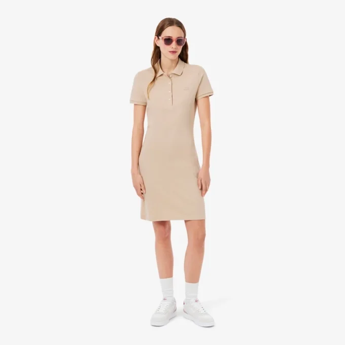 Damska sukienka koszulka Polo slim fit z elastycznego materiału piqué Damska sukienka koszulka Polo slim fit z elastycznego materiału piqué