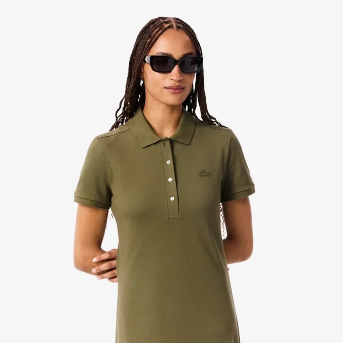 Damska sukienka koszulka Polo slim fit z elastycznego materiału piqué Damska sukienka koszulka Polo slim fit z elastycznego materiału piqué