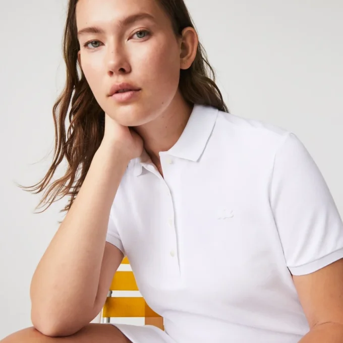 Damska sukienka koszulka Polo slim fit z elastycznego materiału piqué Damska sukienka koszulka Polo slim fit z elastycznego materiału piqué