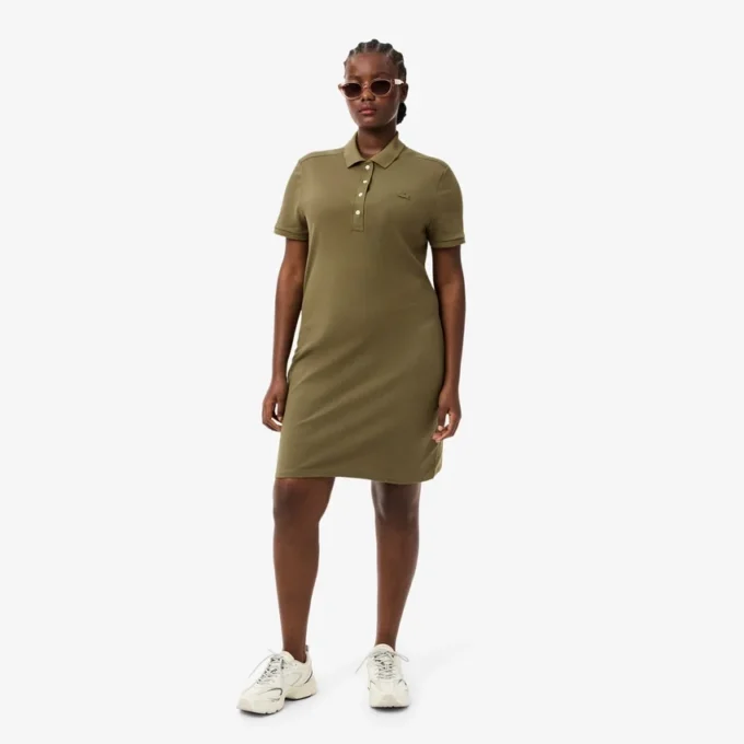 Damska sukienka koszulka Polo slim fit z elastycznego materiału piqué Damska sukienka koszulka Polo slim fit z elastycznego materiału piqué