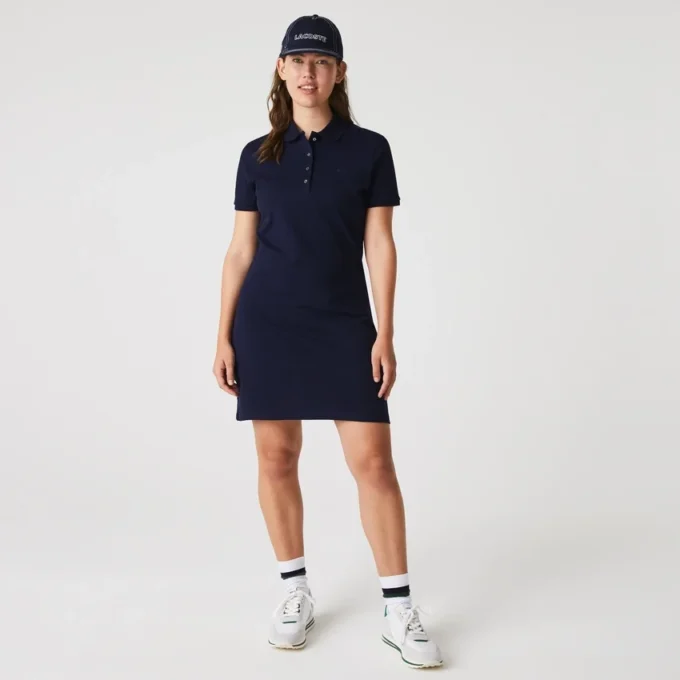 Damska sukienka koszulka Polo slim fit z elastycznego materiału piqué Damska sukienka koszulka Polo slim fit z elastycznego materiału piqué