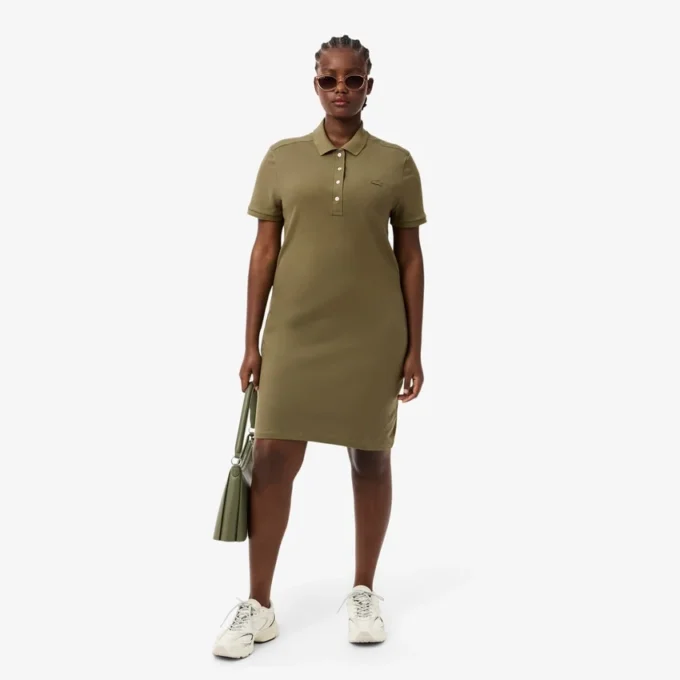 Damska sukienka koszulka Polo slim fit z elastycznego materiału piqué Damska sukienka koszulka Polo slim fit z elastycznego materiału piqué