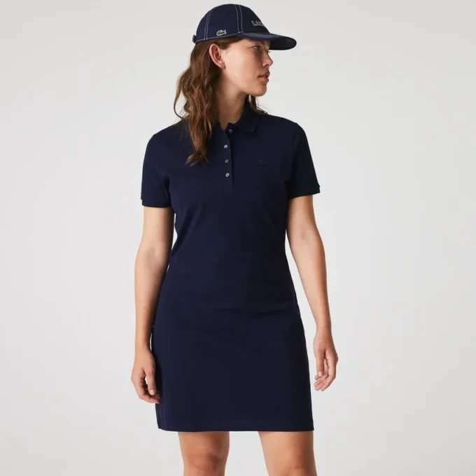 Damska sukienka koszulka Polo slim fit z elastycznego materiału piqué Damska sukienka koszulka Polo slim fit z elastycznego materiału piqué