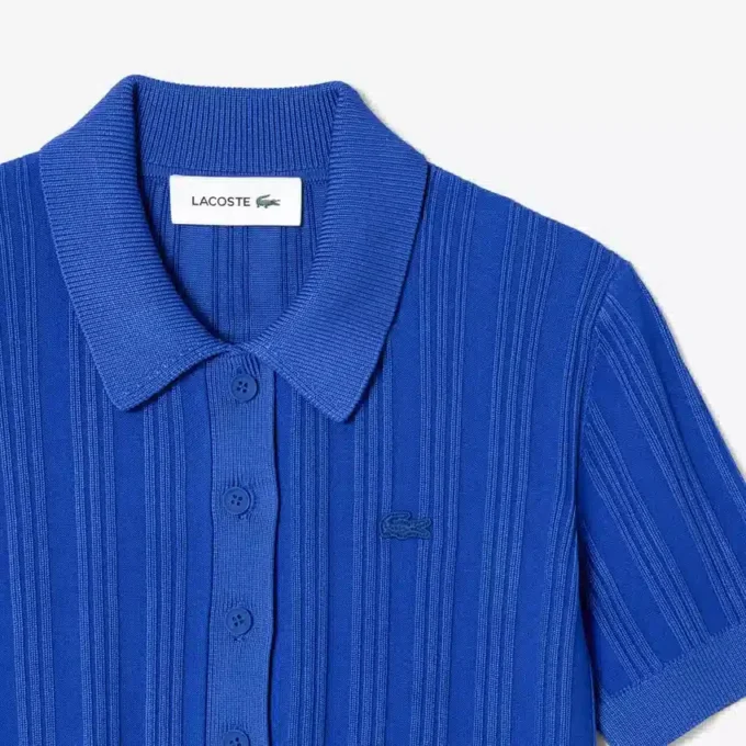 Damska sweter z prążkowanej dzianiny z kołnierzem Polo Damska sweter z prążkowanej dzianiny z kołnierzem Polo