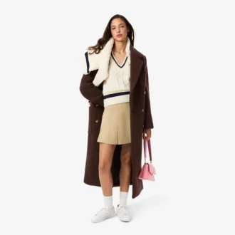 Damska wełniana kurtka z podwójnym zapięciem