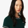 Damski T-shirt z dzianiny z kontrastowymi wykończeniami