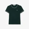 Damski T-shirt z dzianiny z kontrastowymi wykończeniami