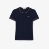 Damski T-shirt z dzianiny z kontrastowymi wykończeniami Damski T-shirt z dzianiny z kontrastowymi wykończeniami