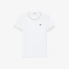 Damski T-shirt z dzianiny z kontrastowymi wykończeniami Damski T-shirt z dzianiny z kontrastowymi wykończeniami