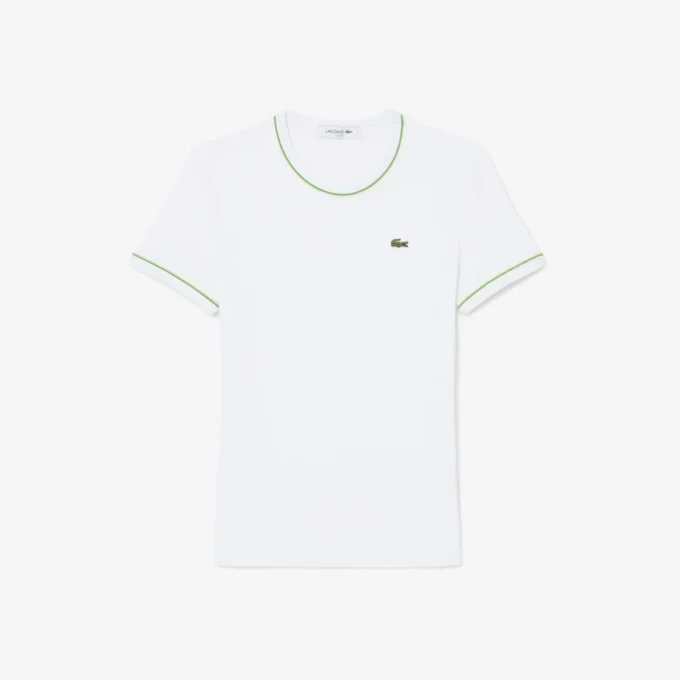 Damski T-shirt z dzianiny z kontrastowymi wykończeniami Damski T-shirt z dzianiny z kontrastowymi wykończeniami