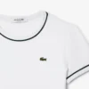 Damski T-shirt z dzianiny z kontrastowymi wykończeniami