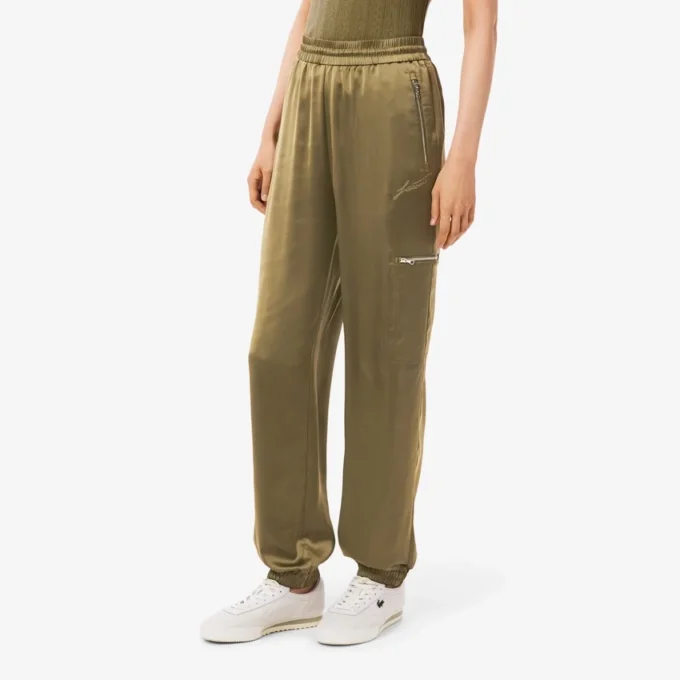 Damskie oversize’owe satynowe spodnie dresowe Damskie oversize’owe satynowe spodnie dresowe