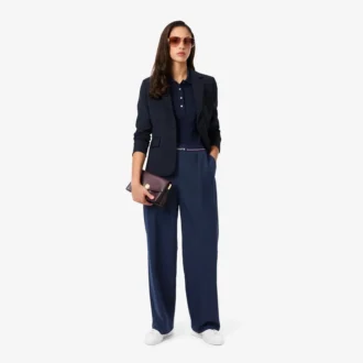 Damskie oversize’owe spodnie plisowane z mieszanki wełny The Blend