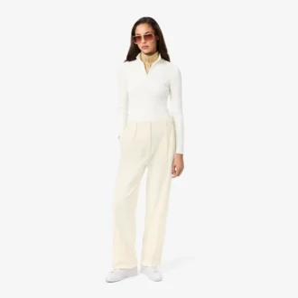 Damskie oversize’owe spodnie z plisowanej flaneli