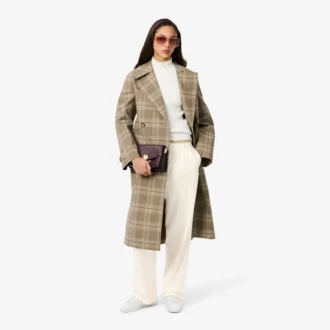 Damskie oversize’owe spodnie z plisowanej flaneli