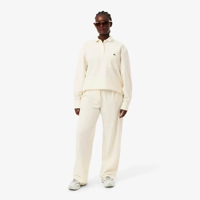 Damskie oversize’owe spodnie z plisowanej flaneli Damskie oversize’owe spodnie z plisowanej flaneli