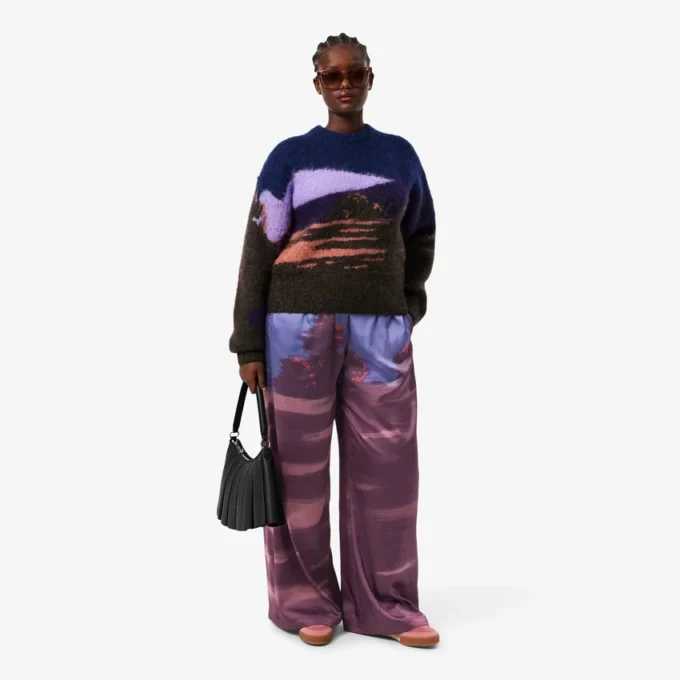 Damskie spodnie oversize z nadrukiem krajobrazu Damskie spodnie oversize z nadrukiem krajobrazu