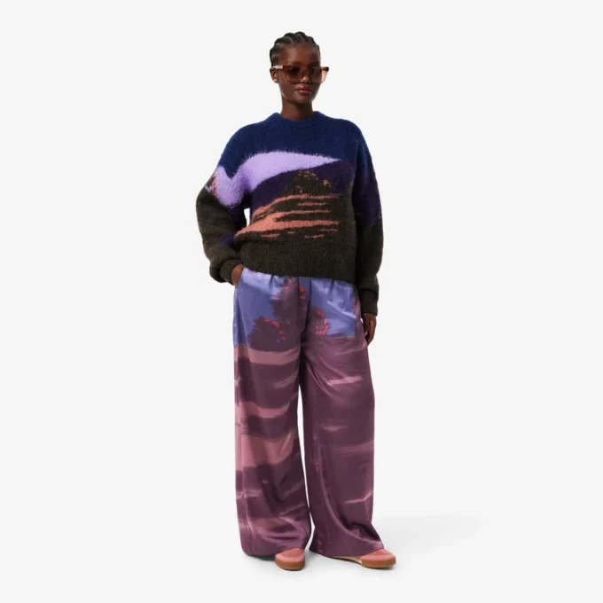 Damskie spodnie oversize z nadrukiem krajobrazu Damskie spodnie oversize z nadrukiem krajobrazu