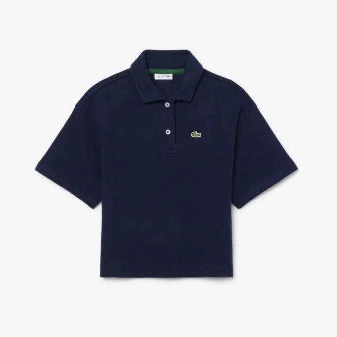 Dziewczęca koszulka Polo oversize z dzianiny piqué Dziewczęca koszulka Polo oversize z dzianiny piqué