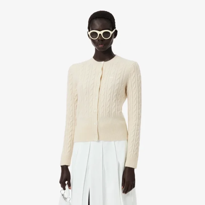 Kardigan z dzianiny typu cable knit z kaszmiru z kolekcji Runway Kardigan z dzianiny typu cable knit z kaszmiru z kolekcji Runway
