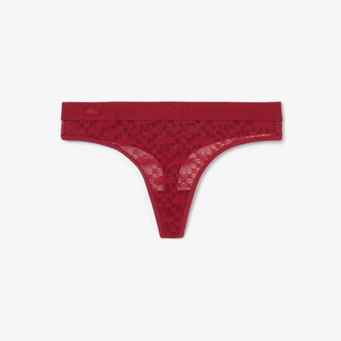 Koronkowe stringi z logo w pasie