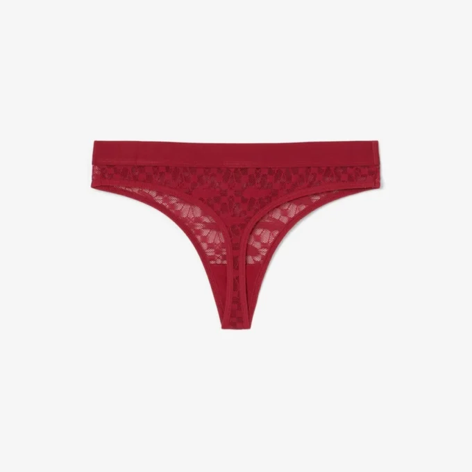 Koronkowe stringi z logo w pasie