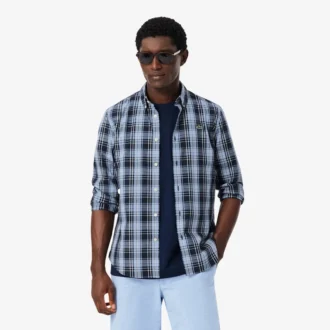 Koszula z elastycznej popeliny w kratkę o kroju slim fit