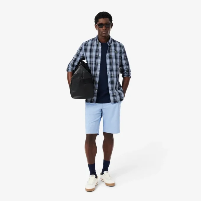 Koszula z elastycznej popeliny w kratkę o kroju slim fit Koszula z elastycznej popeliny w kratkę o kroju slim fit