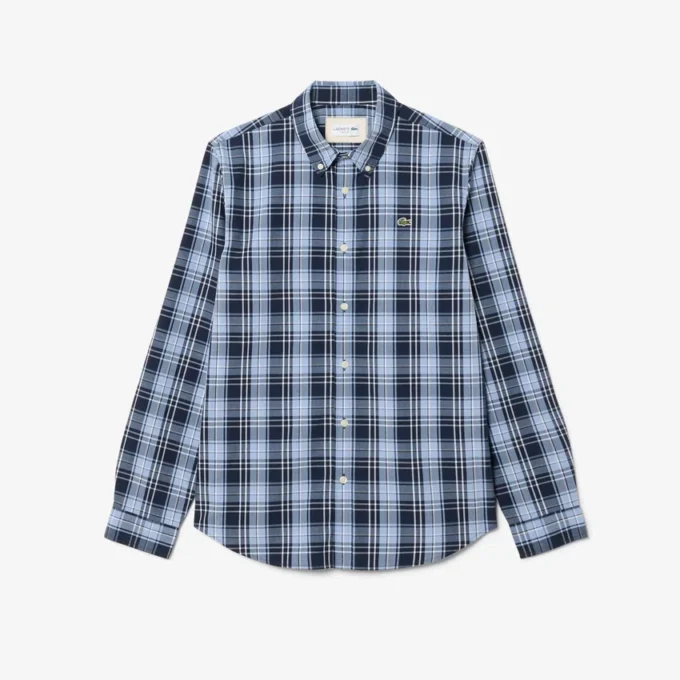 Koszula z elastycznej popeliny w kratkę o kroju slim fit Koszula z elastycznej popeliny w kratkę o kroju slim fit