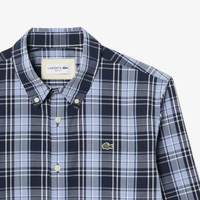 Koszula z elastycznej popeliny w kratkę o kroju slim fit Koszula z elastycznej popeliny w kratkę o kroju slim fit