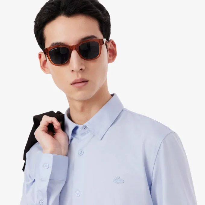 Koszula z mieszanki bawełny o kroju slim fit