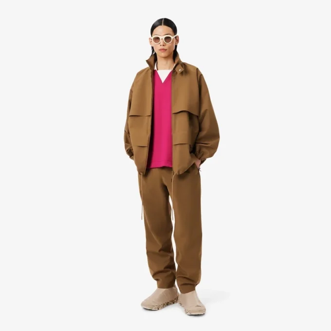 Koszulka Polo oversize z satyny z naszywką z wybiegu Koszulka Polo oversize z satyny z naszywką z wybiegu