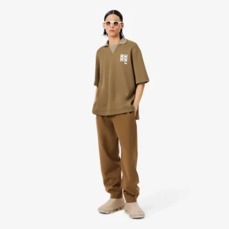 Koszulka Polo oversize z satyny z naszywką z wybiegu