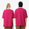 Koszulka Polo oversize z satyny z naszywką z wybiegu Koszulka Polo oversize z satyny z naszywką z wybiegu