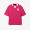 Koszulka Polo oversize z satyny z naszywką z wybiegu Koszulka Polo oversize z satyny z naszywką z wybiegu