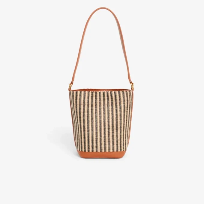 Mała letnia torba typu bucket z rafii