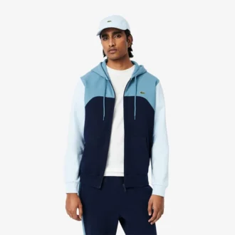 Męska bluza z kapturem i zamkiem w stylu colorblock