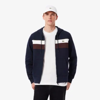 Męska bluza z kapturem i zamkiem w stylu colorblock