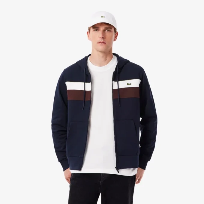 Męska bluza z kapturem i zamkiem w stylu colorblock Męska bluza z kapturem i zamkiem w stylu colorblock