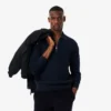 Męska bluza z kołnierzem Polo i zamkiem do połowy długości, wykonana z mieszanki bawełny i wełny Męska bluza z kołnierzem Polo i zamkiem do połowy długości, wykonana z mieszanki bawełny i wełny