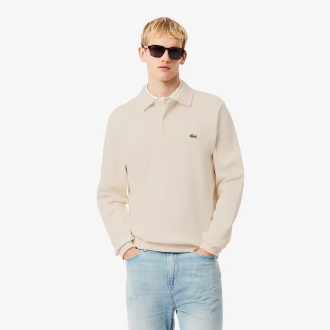 Męska bluza z prążkowanej bawełny z kołnierzem Koszulki Polo Męska bluza z prążkowanej bawełny z kołnierzem Koszulki Polo