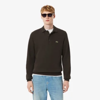 Męska bluza z prążkowanej bawełny z kołnierzem Koszulki Polo