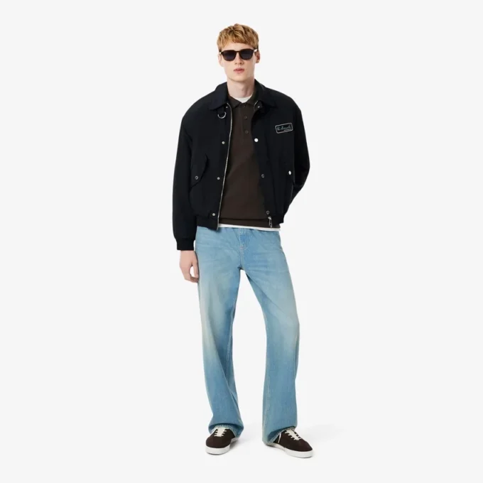 Męska bluza z prążkowanej bawełny z kołnierzem Koszulki Polo Męska bluza z prążkowanej bawełny z kołnierzem Koszulki Polo